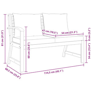 Trädgårdsbänk 114,5 cm gräddvit dyna massivt akaciaträ