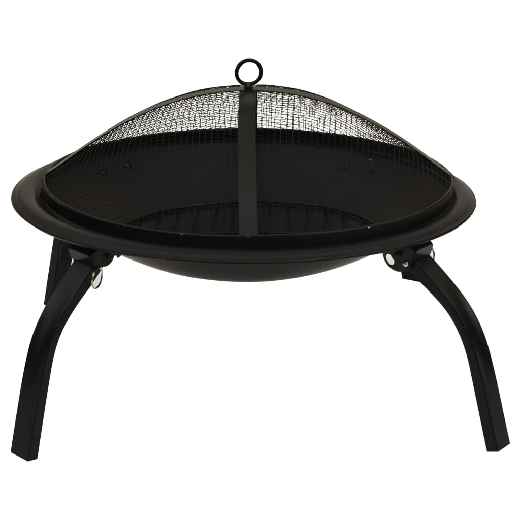 2-i-1 Eldstad med grill och eldgaffel 56x56x49 cm stål