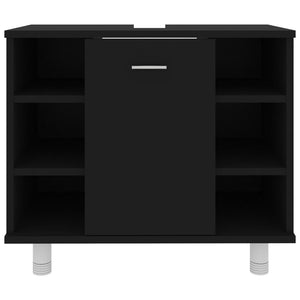 Badrumsskåp svart 60x32x53,5 cm konstruerat trä