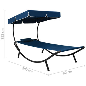 Solsäng med tak & kudde blå
