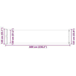 Infällbar sidomarkis 140x600 cm brun
