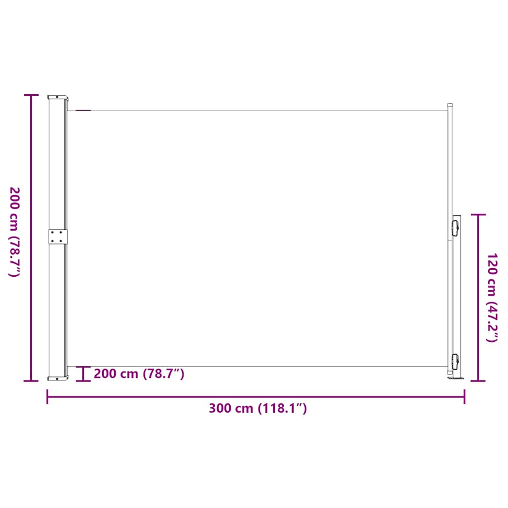 Infällbar sidomarkis 200x300 cm gräddvit