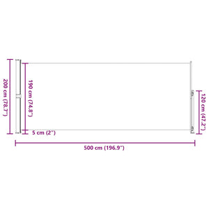 Infällbar sidomarkis 200x500 cm svart
