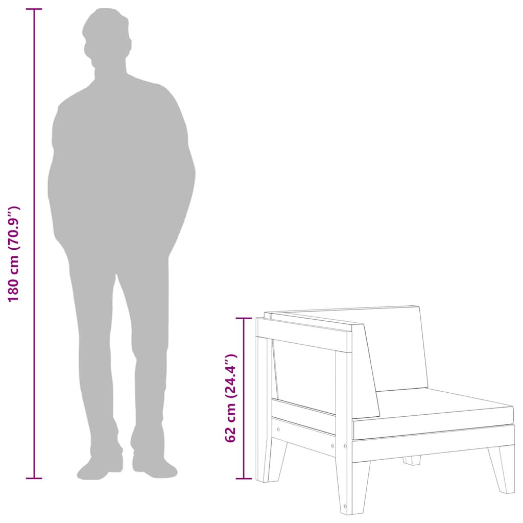 Loungegrupp för trädgården med dynor 2 delar massivt akaciaträ