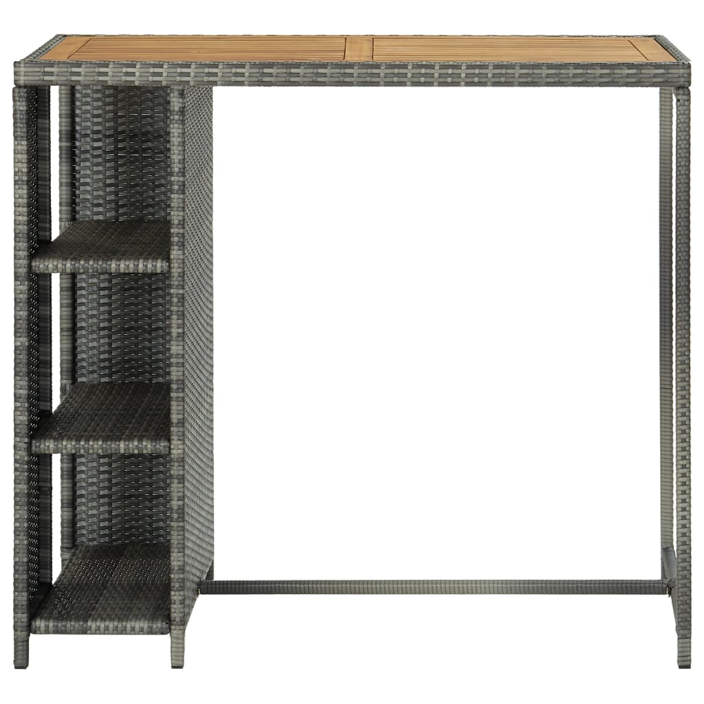 Barbord med förvaringshyllor grå 120x60x110 cm konstrotting