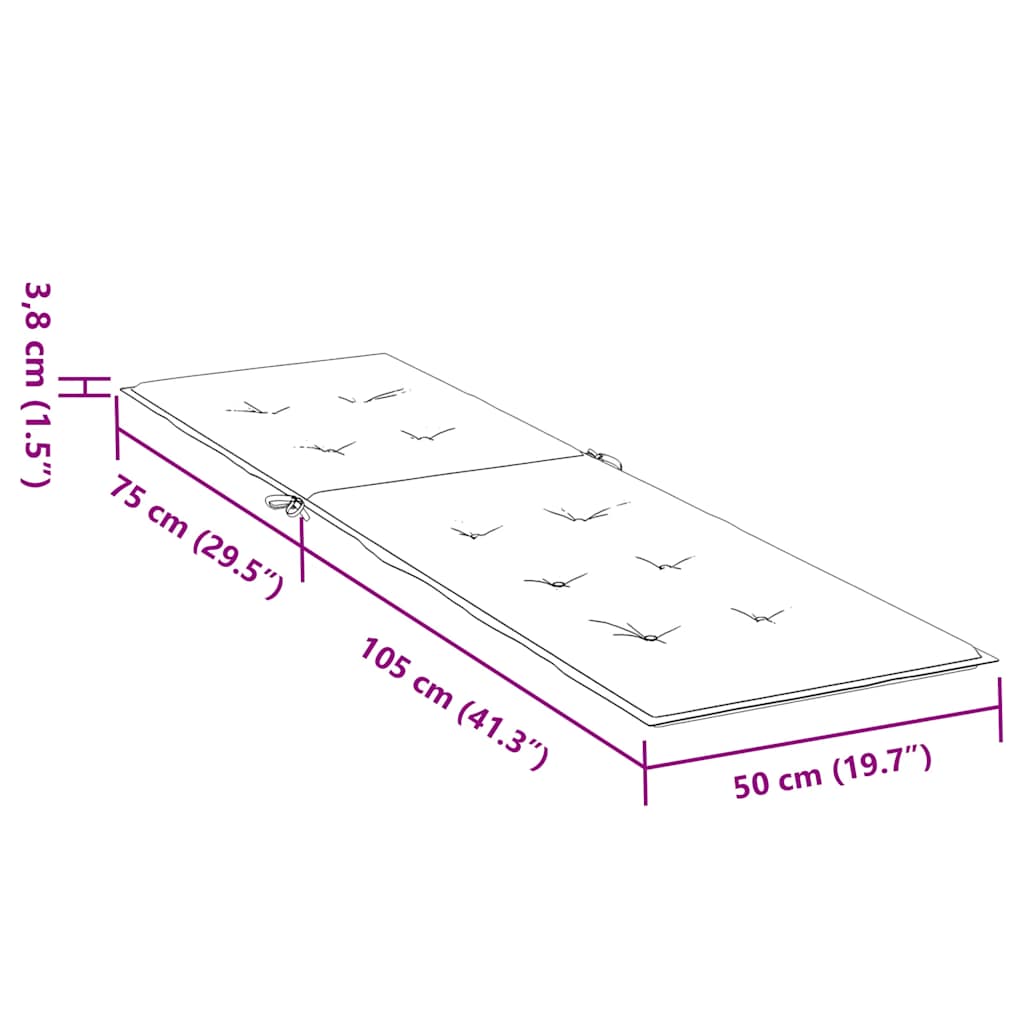 Solsängsdyna antracit (75+105)x50x4 cm
