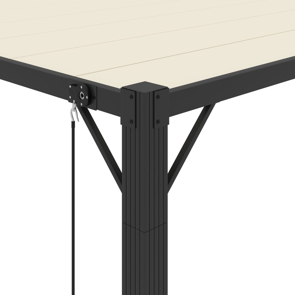 Paviljong med lamelltak 3x3 m gräddvit tyg och aluminium