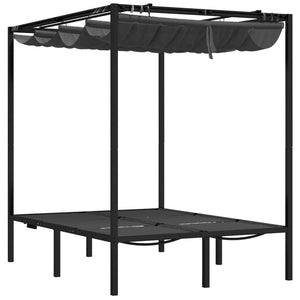 Solsäng för 2 personer med sidogardiner och toppkappa antracit