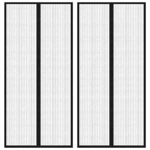 Insektsdraperier 2 st med magneter svart 220x110 cm