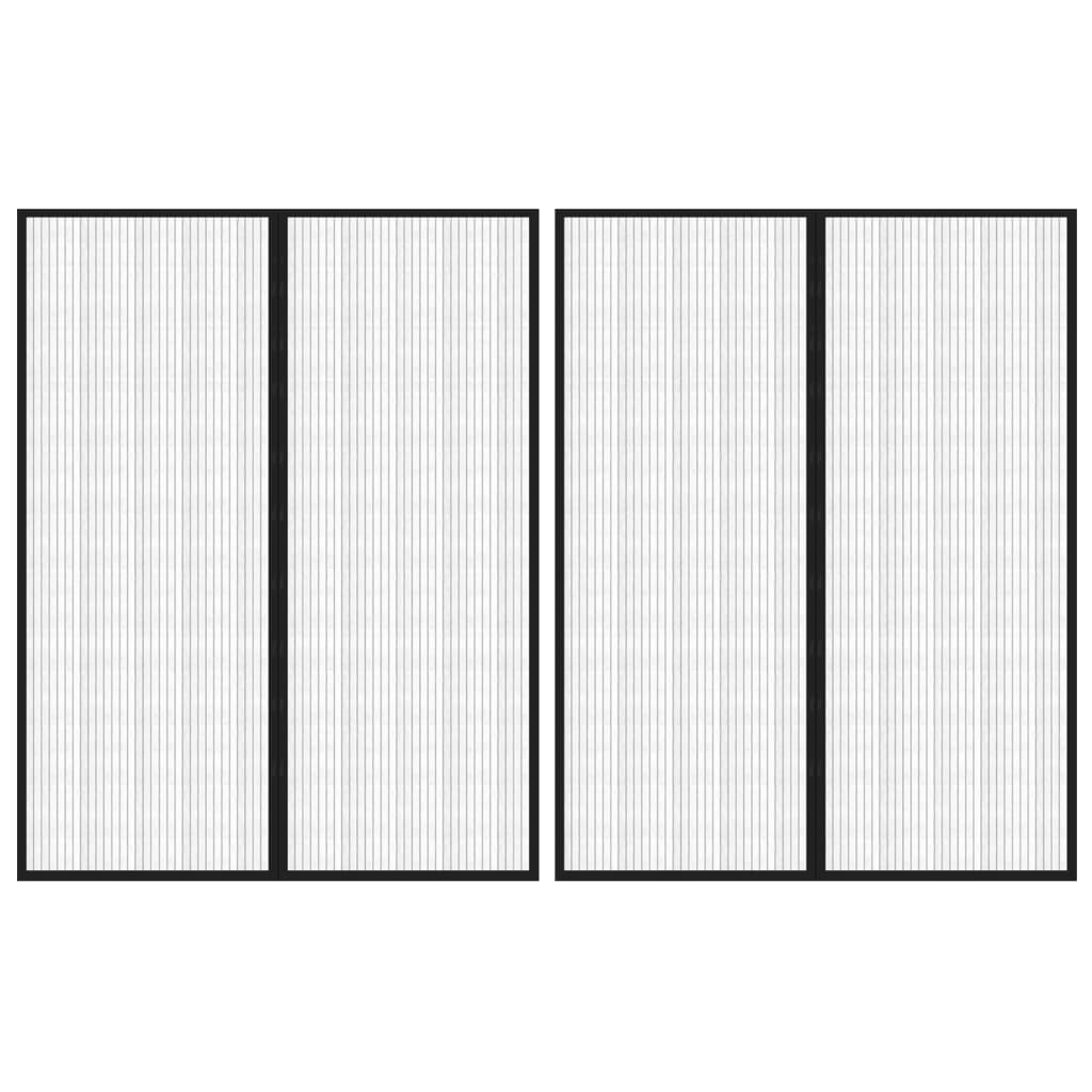 Insektsdraperier 2 st med magneter svart 230x160 cm