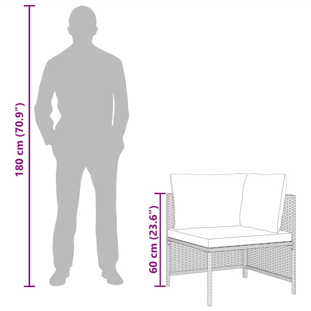 Hörnsits till modulsoffa med dynor grå konstrotting