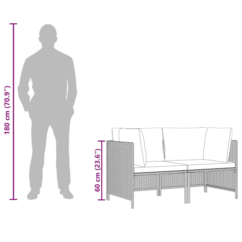 Trädgårdssoffset med dynor 2 delar konstrotting grå