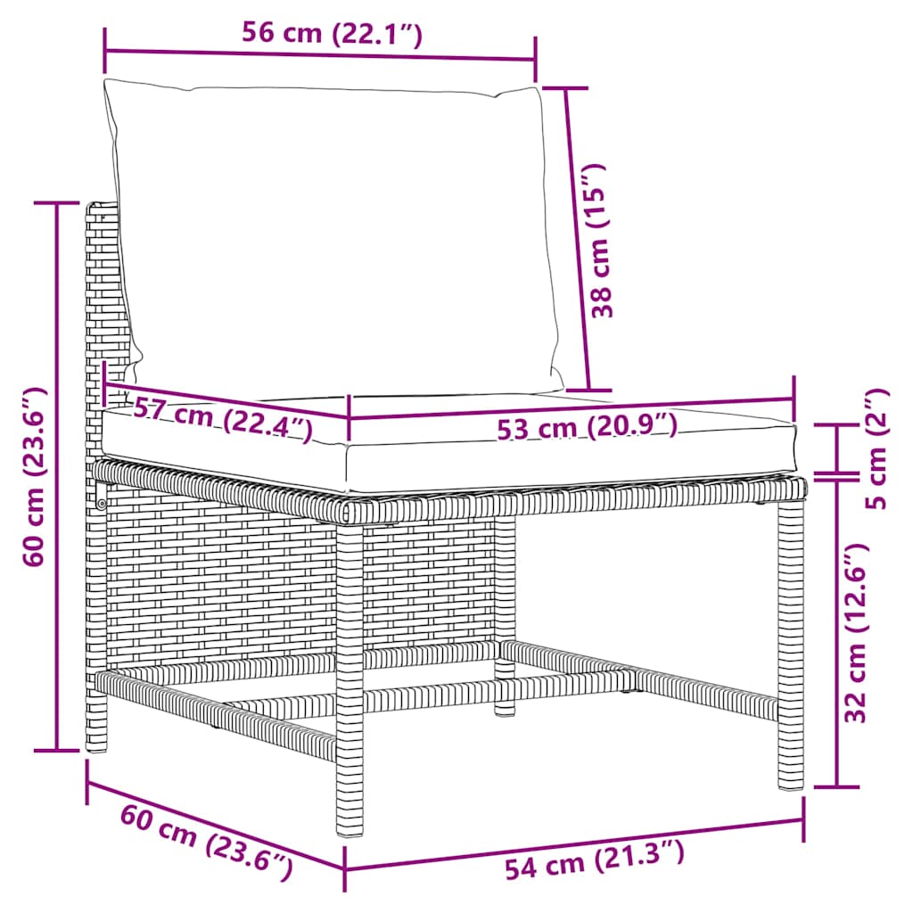 Trädgårdssoffset med dynor 2 delar konstrotting grå