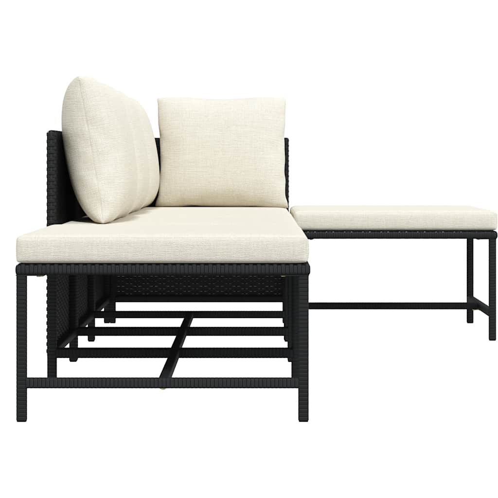 Loungegrupp för trädgården med dynor 5 delar svart konstrotting