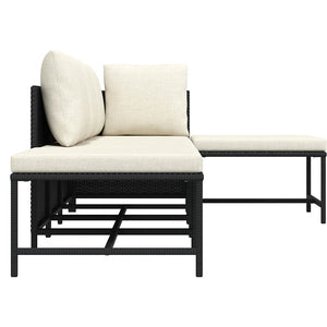 Loungegrupp för trädgården med dynor 5 delar svart konstrotting