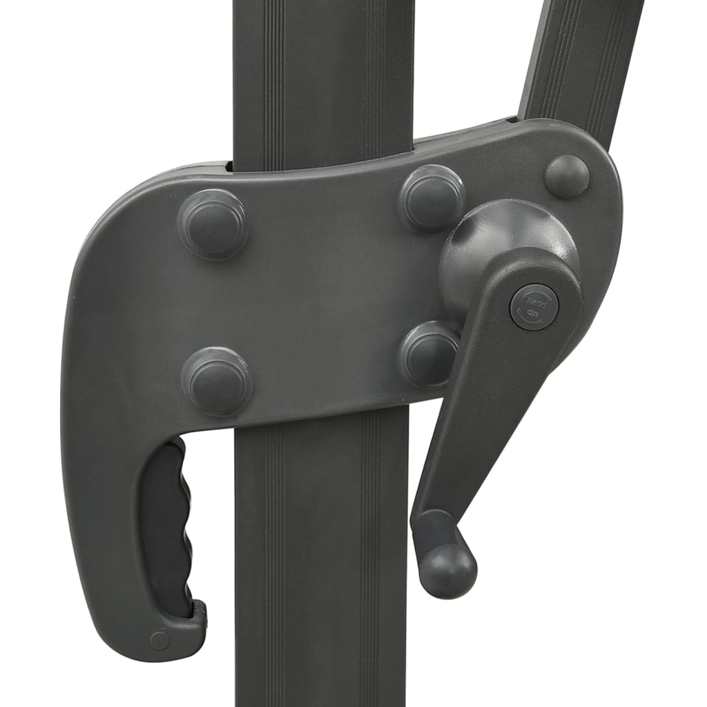 Frihängande trädgårdsparasoll med stång och LEDs svart 300 cm