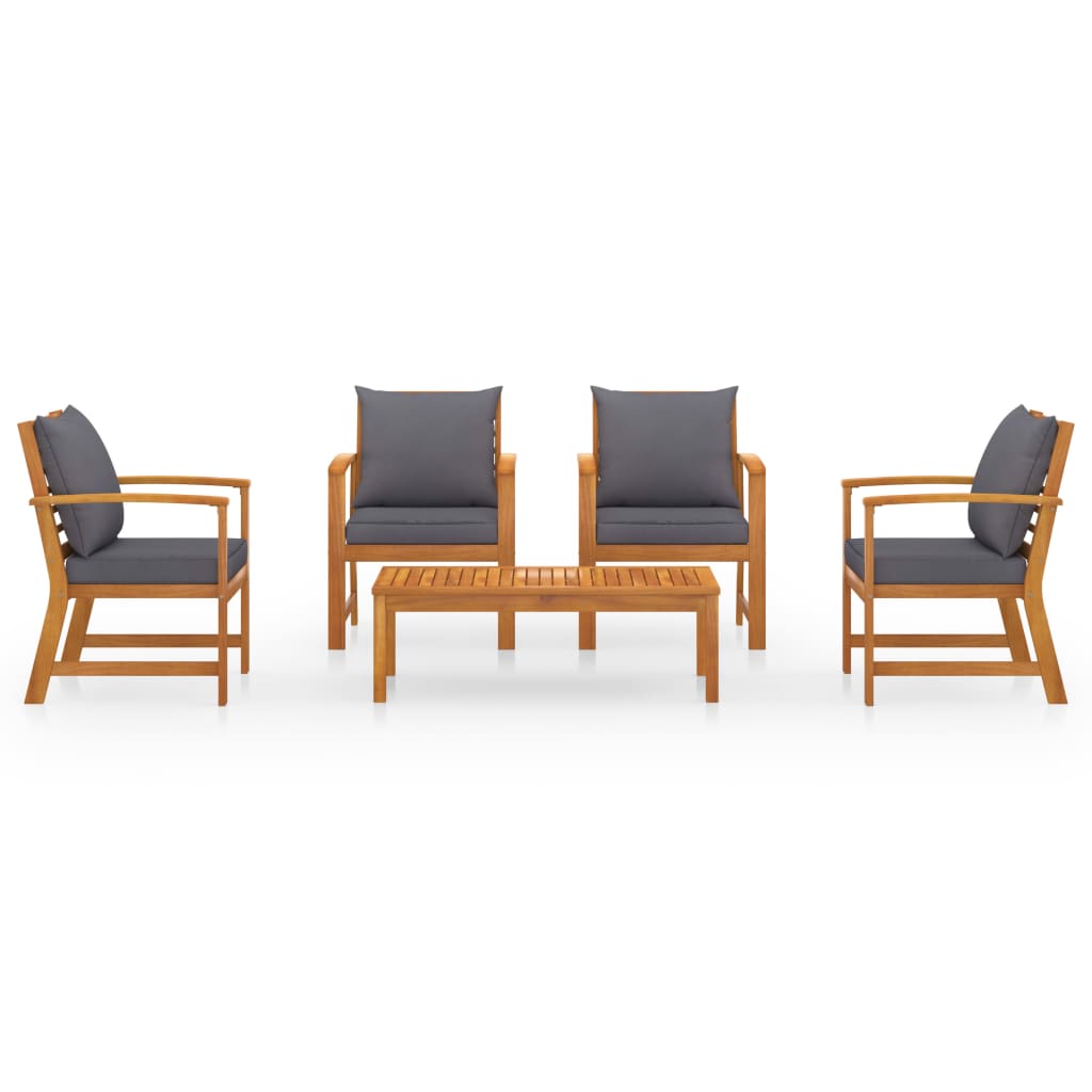 Loungegrupp med dynor 5 delar massivt akaciaträ