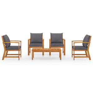 Loungegrupp med dynor 5 delar massivt akaciaträ