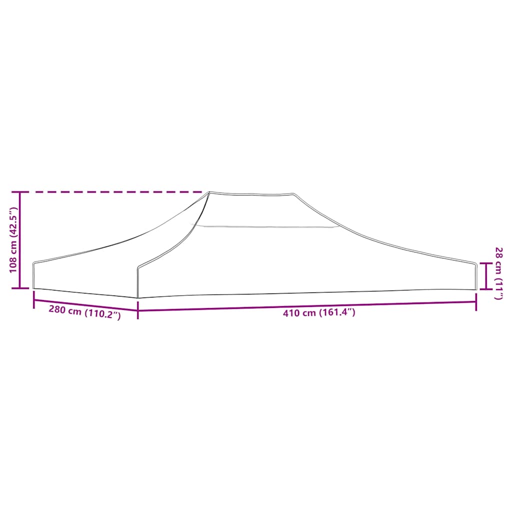 Tak till partytält 4x3 m taupe 270 g/m²