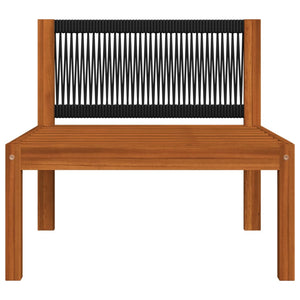 11-delad trädgårdsloungegrupp med kuddar krämfärgad trä akacia och rep