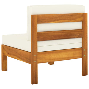 3-sitssoffa för trädgården med gräddvita dyna massivt akaciaträ