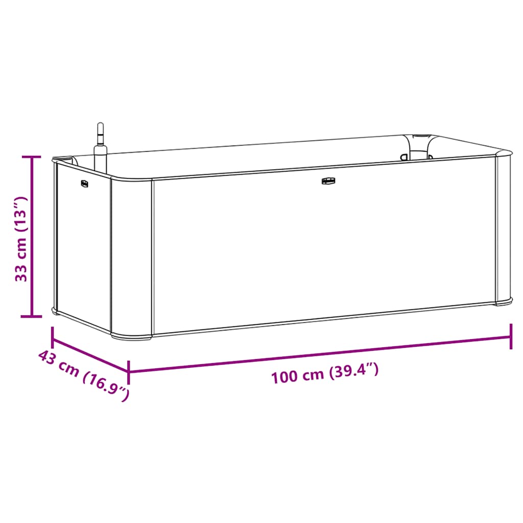 Upphöjd odlingslåda med självbevattning antracit 100x43x33 cm