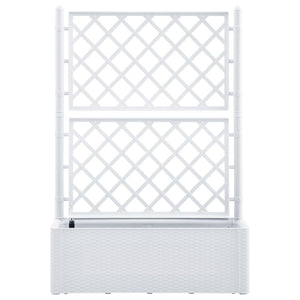 Odlingslåda med spaljé och självbevattning vit