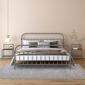 Nattduksbord 2 st grå och svart metall och glas