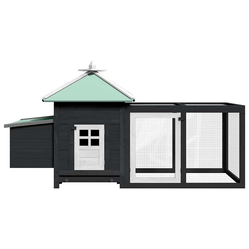 Hönsbur med värprede grå 190x72x102 cm massivt granträ