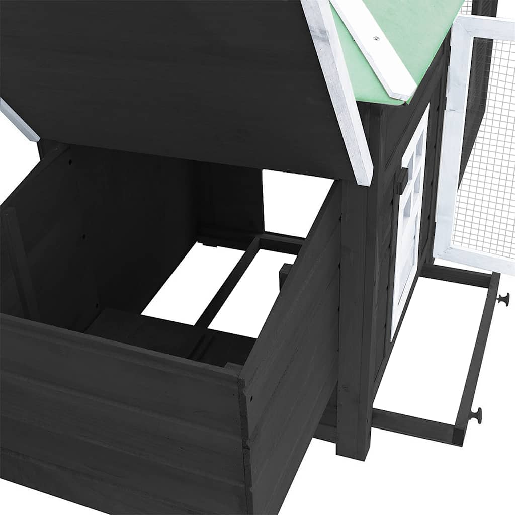 Hönsbur med värprede grå 190x72x102 cm massivt granträ