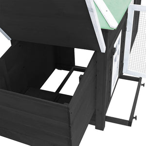 Hönsbur med värprede grå 190x72x102 cm massivt granträ