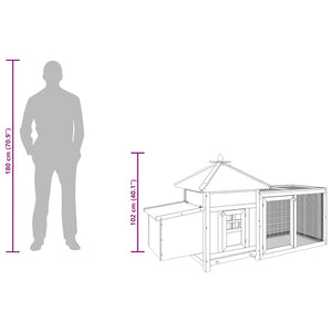 Hönsbur med värprede mocka 190x72x102 cm massivt granträ