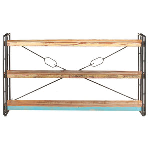 Bokhylla med 3 hyllor 140x30x80 cm massivt återvunnet trä