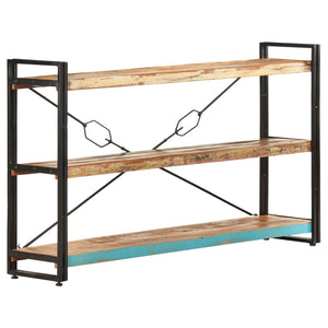 Bokhylla med 3 hyllor 140x30x80 cm massivt återvunnet trä