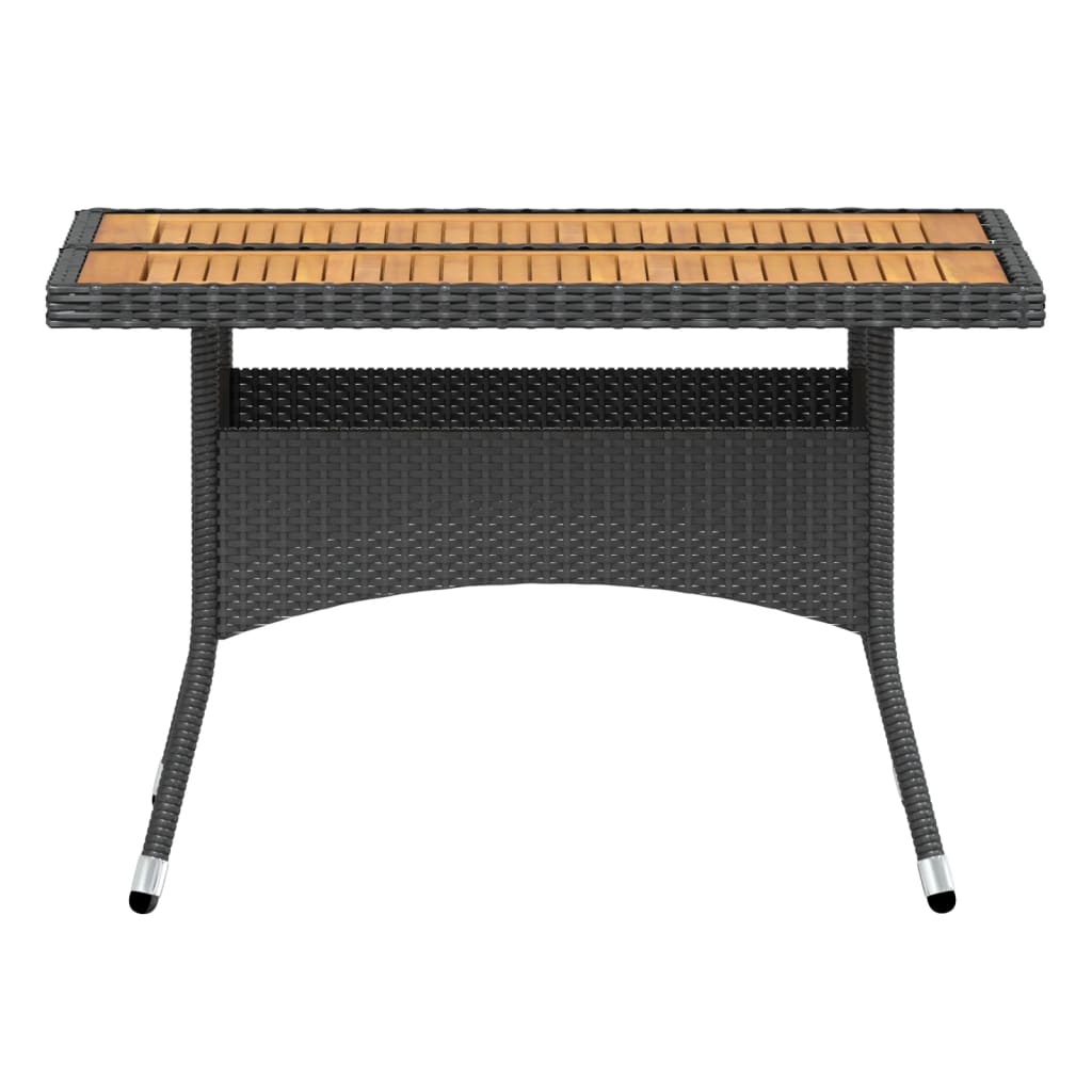 Matgrupp för trädgården 5 delar konstrotting och akaciaträ svart