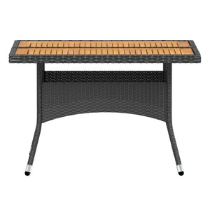 Matgrupp för trädgården 5 delar konstrotting och akaciaträ svart