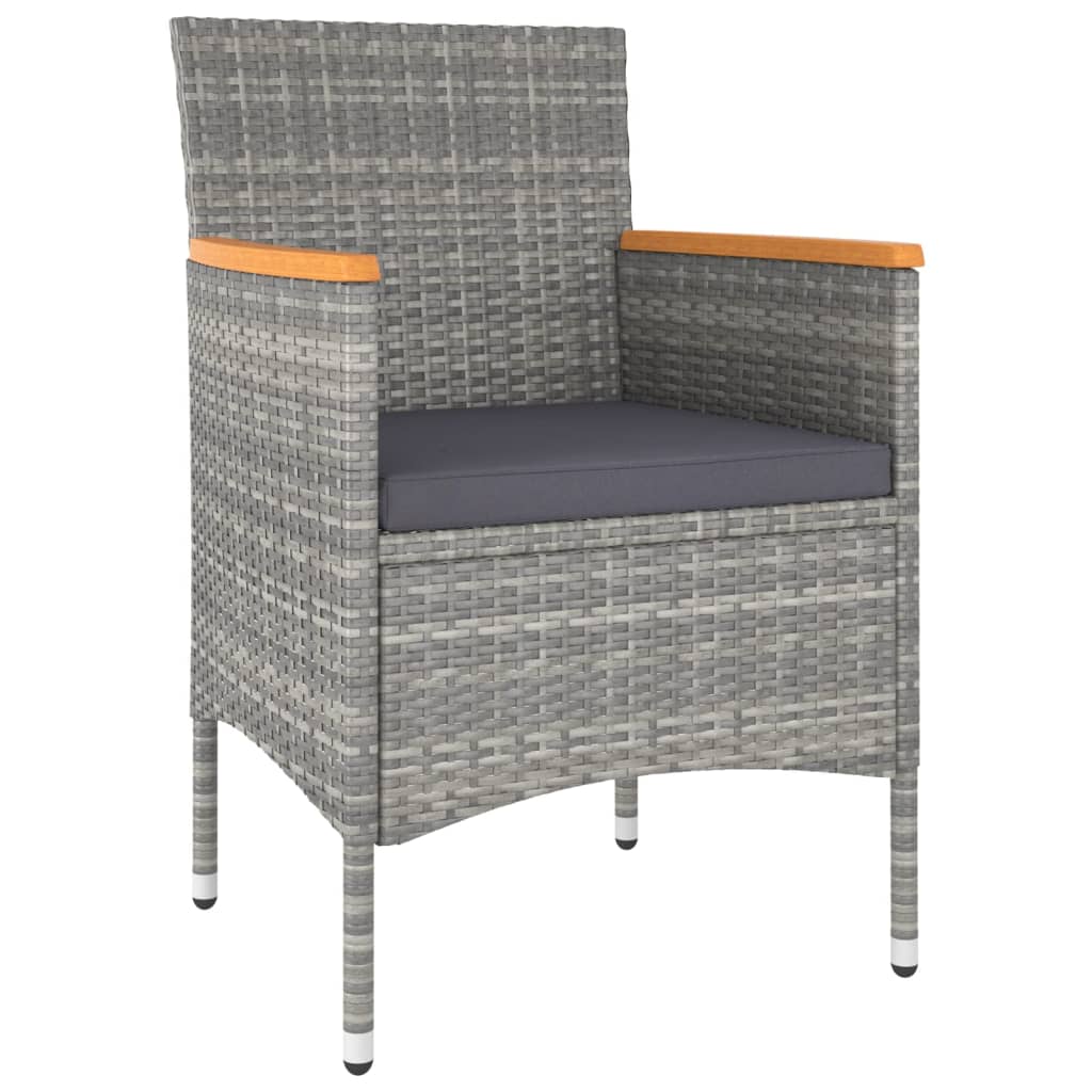 Trädgårdsgrupp 5 delar konstrotting och härdat glas grå