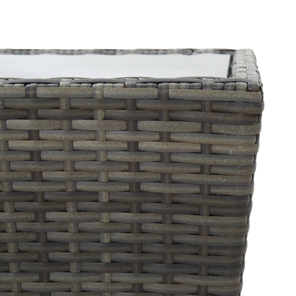 Caféset 3 delar konstrotting och härdat glas grå