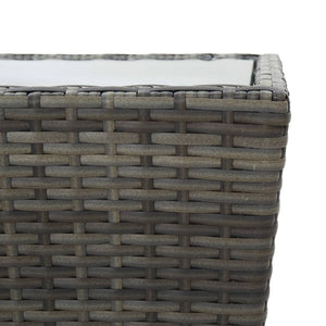 Caféset 3 delar konstrotting och härdat glas grå