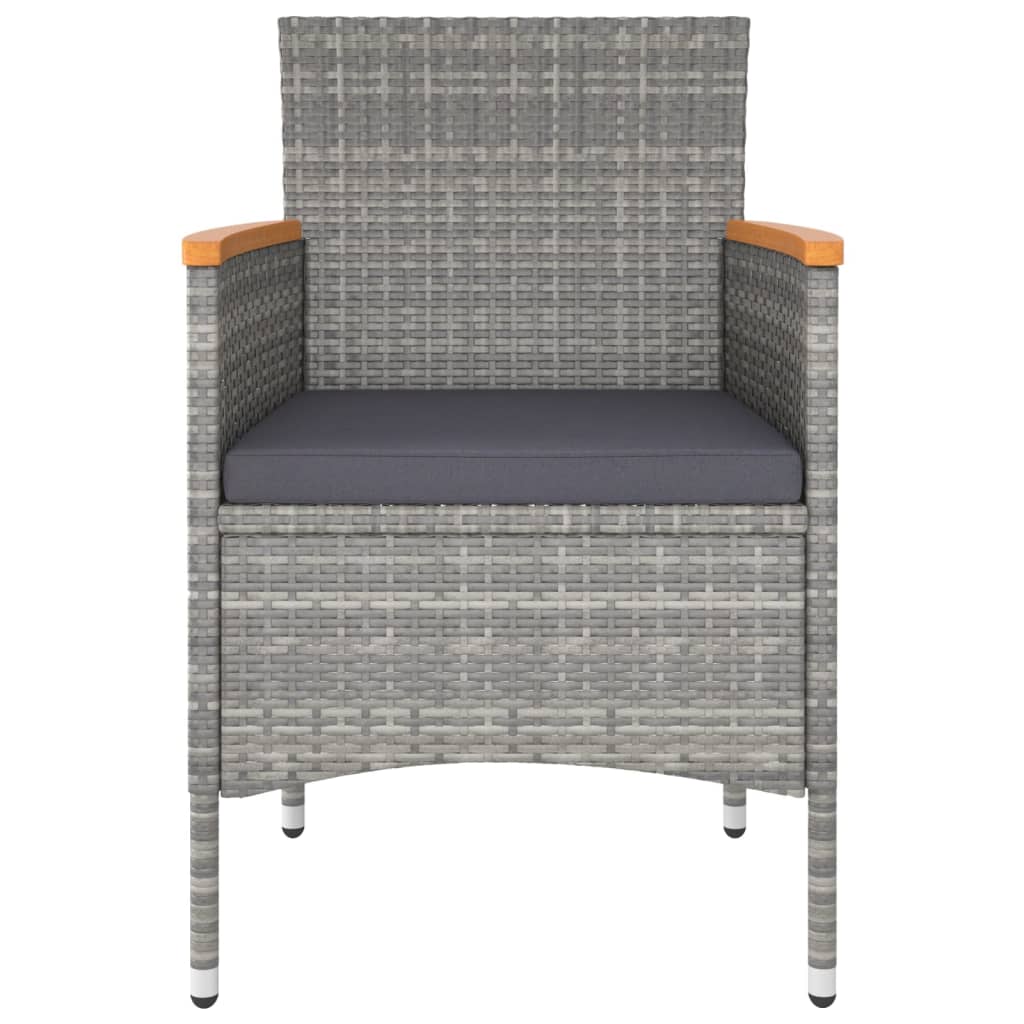 Caféset för trädgården 5 delar konstrotting och akacia grå