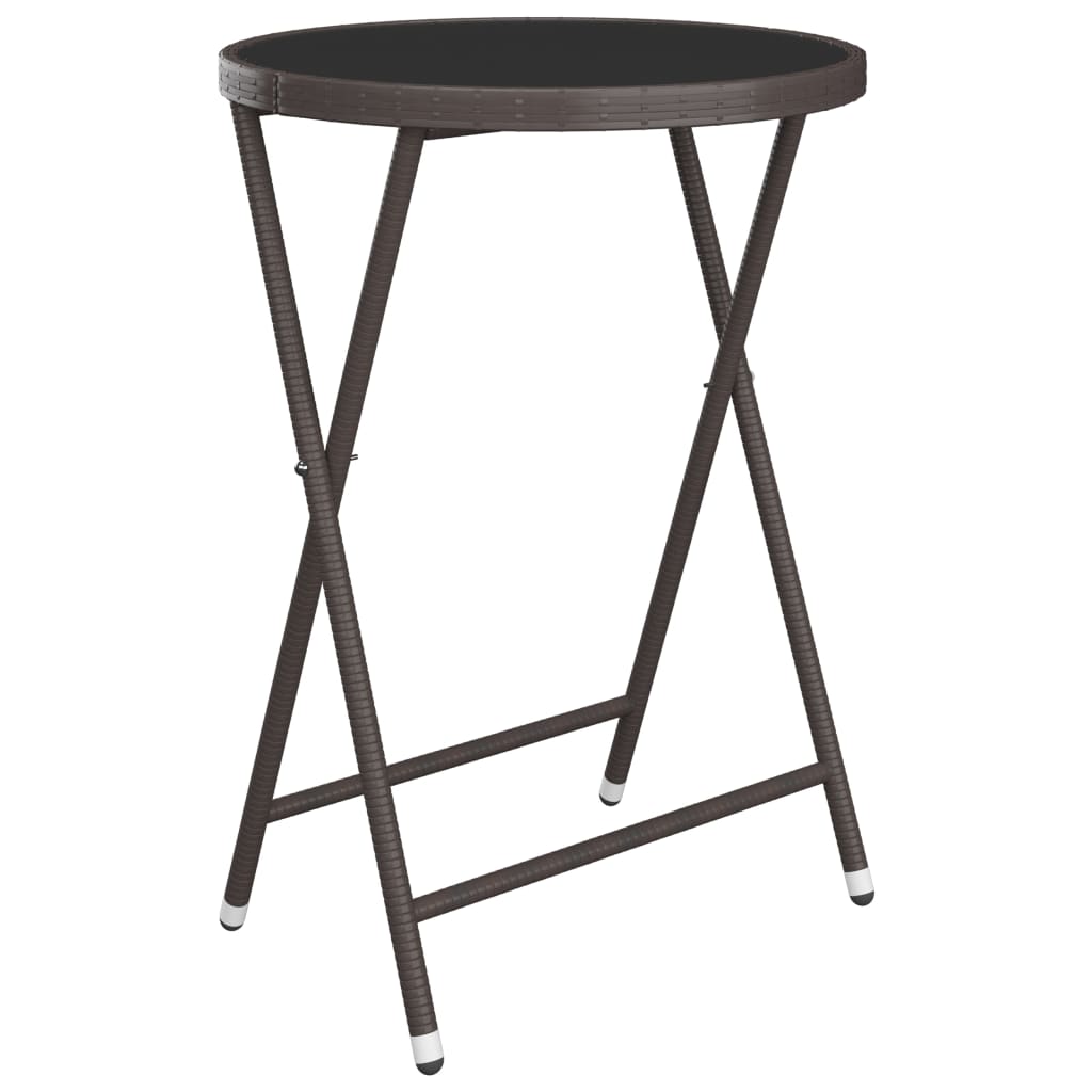 Caféset 3 delar konstrotting och härdat glas brun