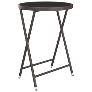 Caféset 3 delar konstrotting och härdat glas brun