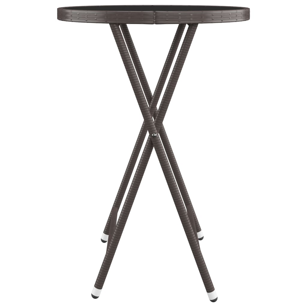 Caféset 3 delar konstrotting och härdat glas brun