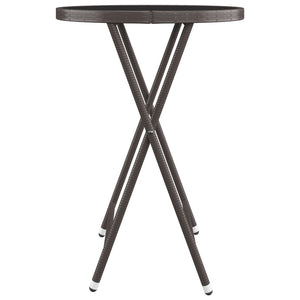 Caféset 3 delar konstrotting och härdat glas brun