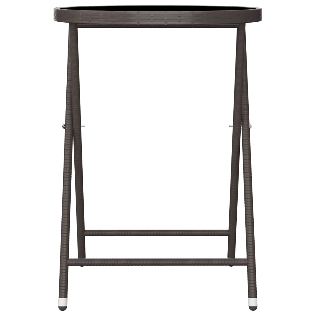 Caféset 3 delar konstrotting och härdat glas brun