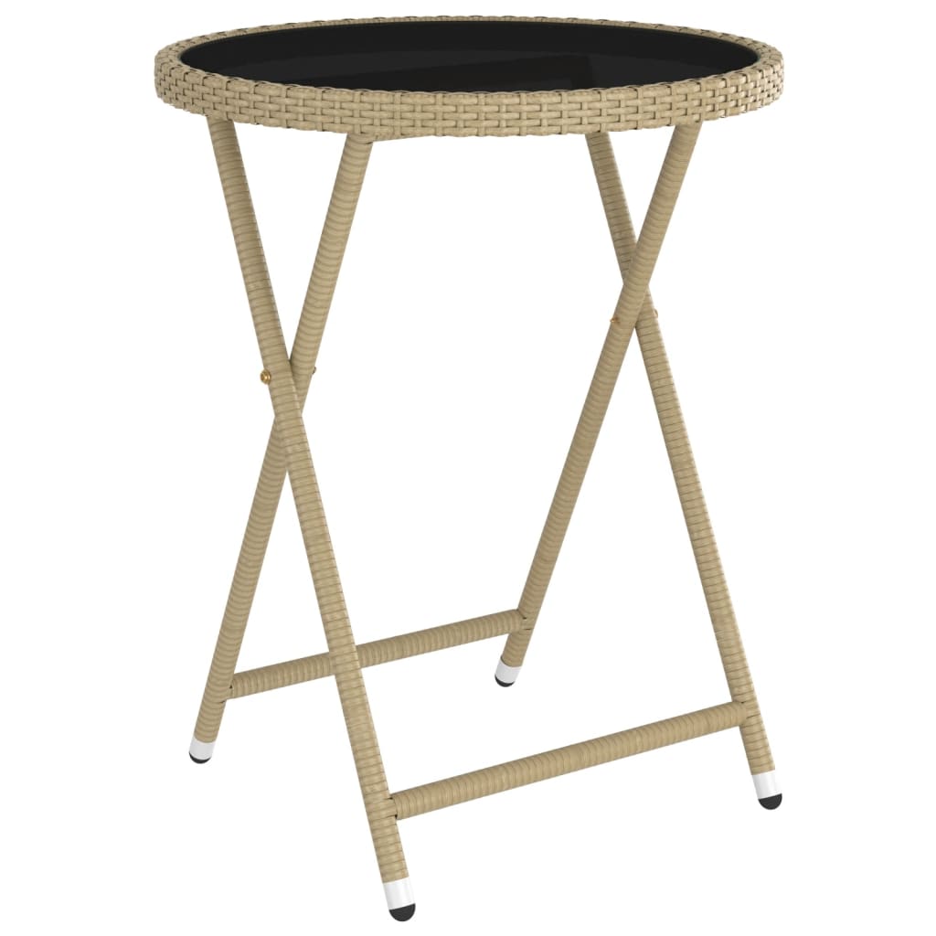 Caféset 5 delar konstrotting och härdat glas beige