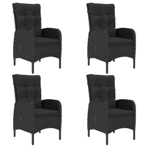 Matgrupp för trädgården 5 delar konstrotting och akaciaträ svart