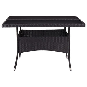 Matgrupp för trädgården 9 delar konstrotting och glas svart