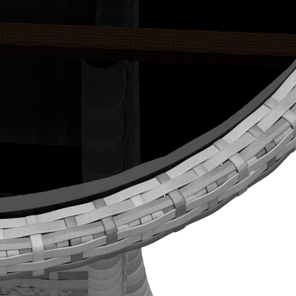 Caféset för trädgården 3 delar konstrotting grå