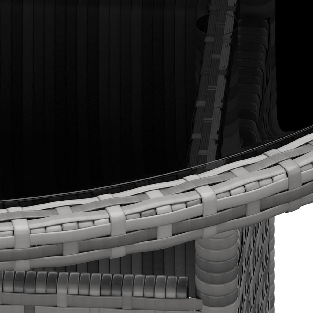 Caféset för trädgården 5 delar konstrotting grå